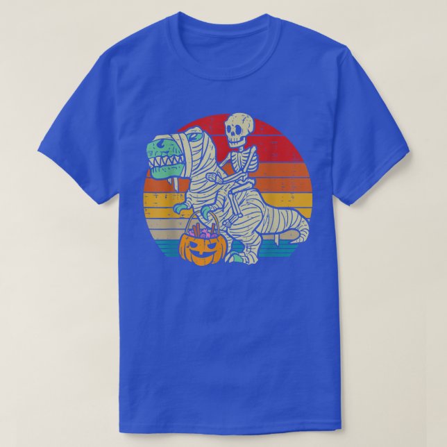 T-shirt Skeleton équitation maman Dinosaur T re Retro Hall (Design devant)