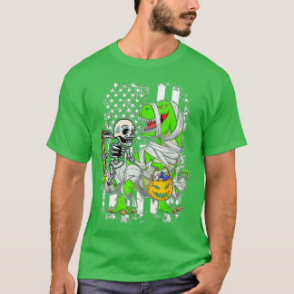 T-shirt Skeleton équitation maman Dinosaur T rex Halloween