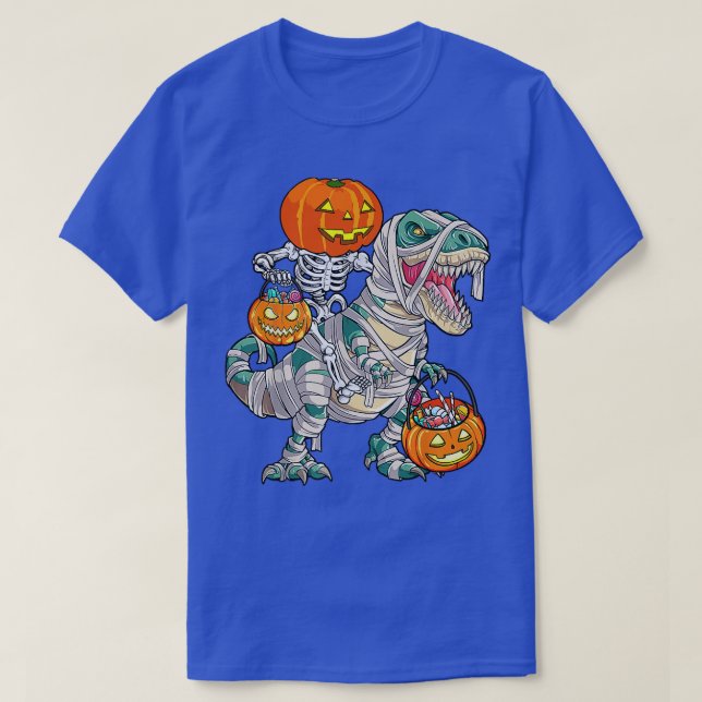 T-shirt Skeleton équitation maman Dinosaur T rex Halloween (Design devant)