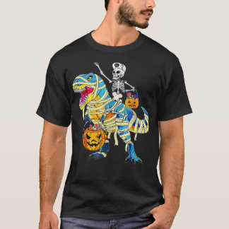 T-shirt Skeleton équitation maman Dinosaur T rex Halloween