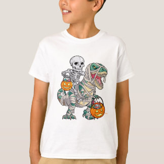 T-shirt Skeleton équitation maman Dinosaur T rex Halloween