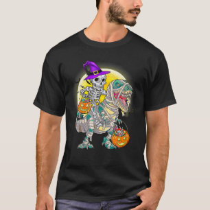 T-shirt Skeleton équitation maman Dinosaur T Rex Halloween