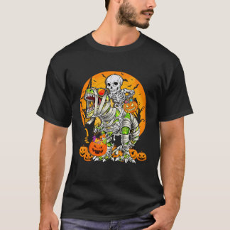 T-shirt Skeleton équitation maman Dinosaur T Rex Halloween