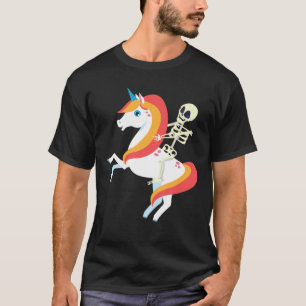 T-shirt Skeleton équitation Unicorn mignonne drôle Crâne H