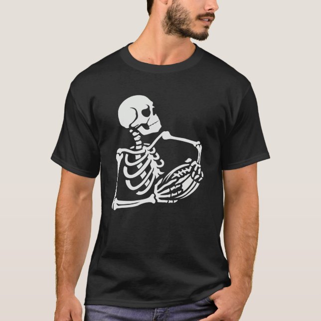 T-shirt Skeleton Football Player Lazy Halloween Costume Sk (Devant)