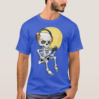 T-shirt Skeleton Gamer Lazy Halloween Costume Vidéo de jeu