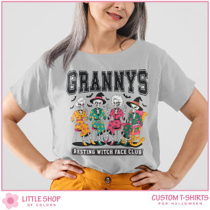 T-shirt Skeleton Grannys Resting Witch Face Club Halloween