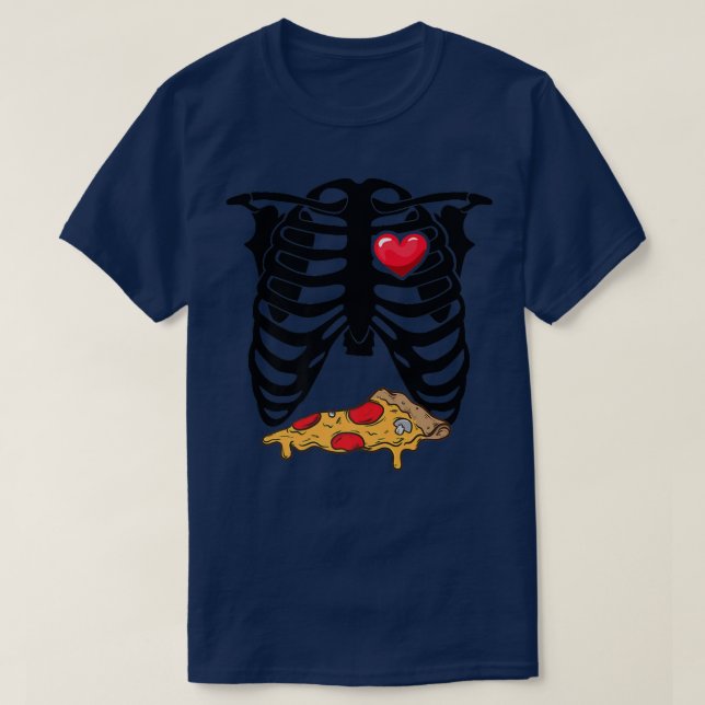 T-shirt Skeleton Graphic Pizza Lover Manger Italien Nourri (Design devant)