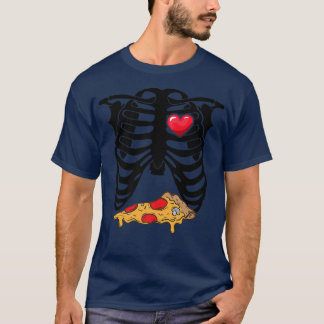 T-shirt Skeleton Graphic Pizza Lover Manger Italien Nourri