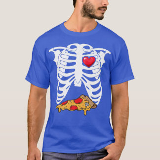 T-shirt Skeleton Graphic Pizza Lover Manger Italien Nourri