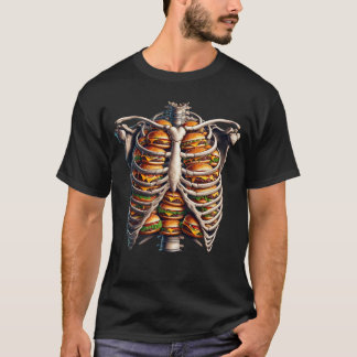 T-shirt Skeleton Hamburger Fast Food Burger Lover Funny