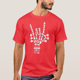 T-shirt Skeleton Hand Rock Guitar Punk Bass 2861