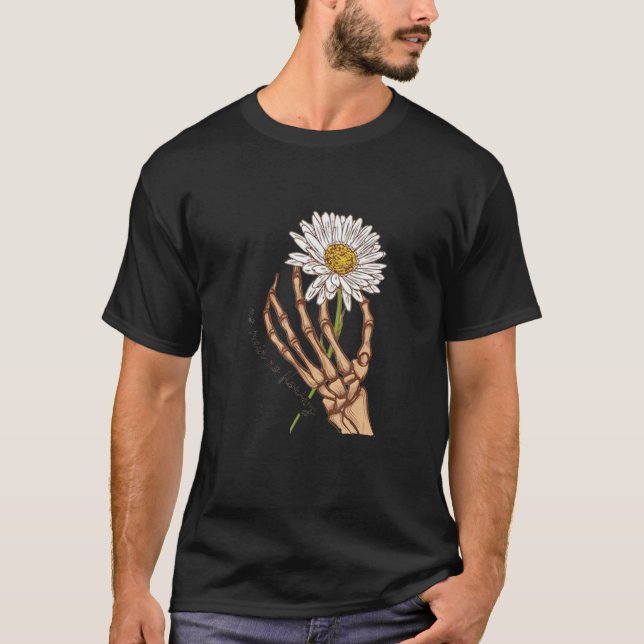 T-shirt Skeleton Hand with Daisy Flower (Devant)