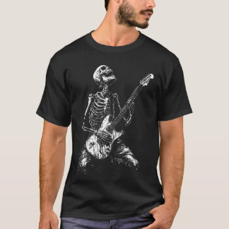 T-shirt Skeleton Heavy Death Metal Rock Punk Gothic Guitar