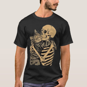 T-shirt Skeleton Hugging Cat - Joli cadeau Amoureux des ch