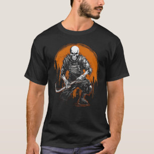 T-shirt Skeleton Ice Hockey T ee Halloween Funny Skull Gif
