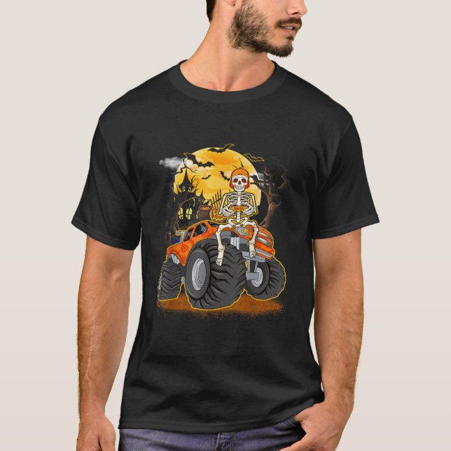 T-shirt Skeleton Jeu amusant Monster Camion Hallowee (Devant)