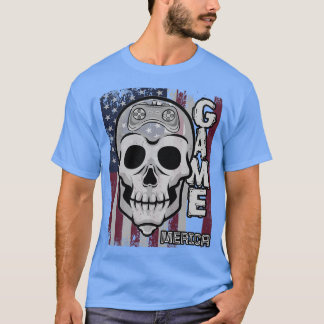 T-shirt Skeleton jeu vidéo Gamer Américain États-Unis Drap