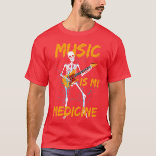 T-shirt Skeleton Jouer Guitare Musique Amour Drôle Cadeau