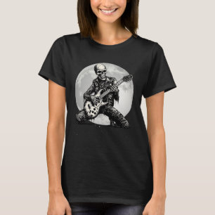 T-shirt Skeleton Jouer Guitare Punk Rock Musique Halloween