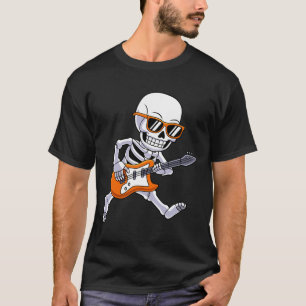 T-shirt Skeleton Jouer Guitare Rock Et Roll Boys Enfants