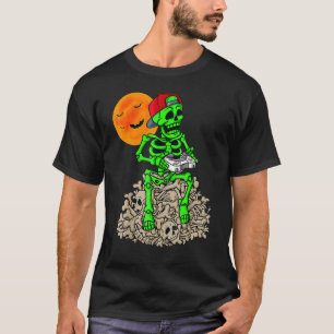 T-shirt Skeleton Jouer Jeux Sur Bones Gameboy Crâne Pompe