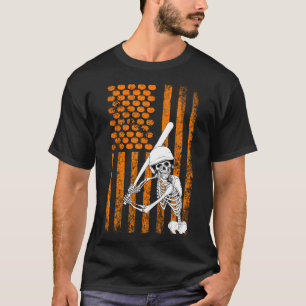 T-shirt Skeleton Joueur De Baseball Fan Skeleton Halloween