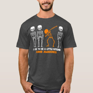 T-shirt Skeleton Orange Ribbon TDAH Sensibilisation Hallow