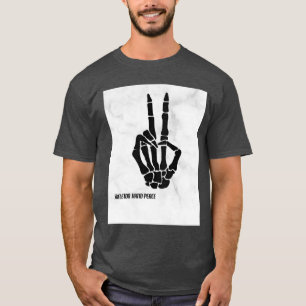 T-SHIRT SKELETON PAIX À LA MAIN