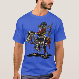 T-shirt Skeleton Pirate Capitaine à cheval Dinosaur