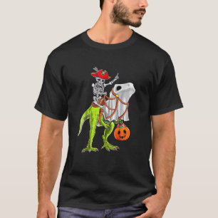 T-shirt Skeleton Pirate Riding Skeleton Dinosaur Halloween