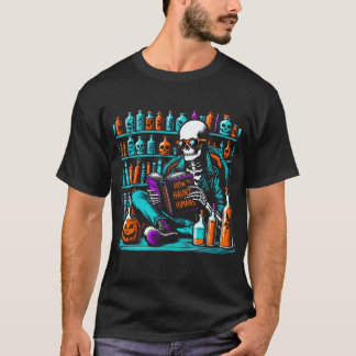 T-shirt Skeleton Read Book, Halloween Haunting