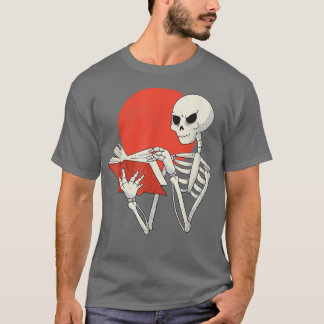T-shirt Skeleton Reading Book Sunset Lover Reading Club Li