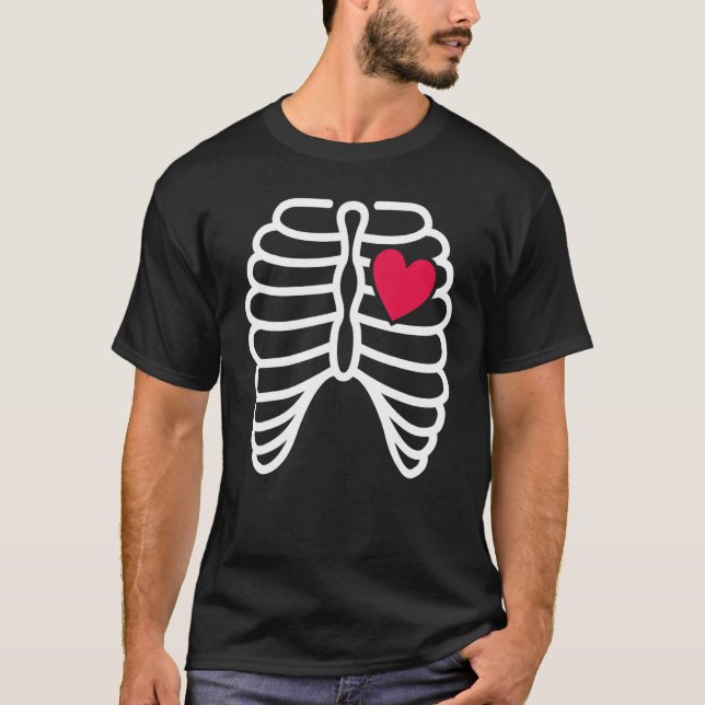 T-shirt Skeleton Rib Cage Heart X Ray Adults Kids  Hallowe (Devant)
