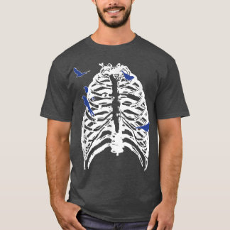 T-shirt Skeleton Rib Cage With Songbirds  Emo Skeleton 