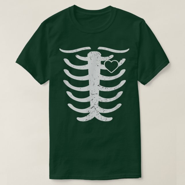 T-shirt Skeleton Ribs Bones Coeur  (Design devant)