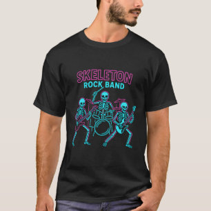 T-shirt Skeleton Rock Band Neon Halloween