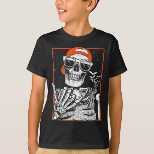 T-shirt Skeleton Rocker Halloween Costume Musique Cool