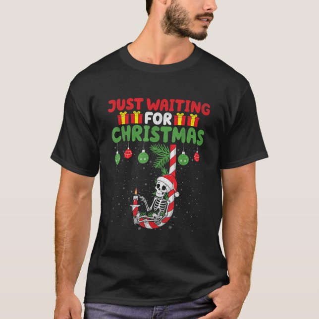 T-shirt Skeleton Santa Hat Christmas Tree Funny Xmas Festi (Devant)