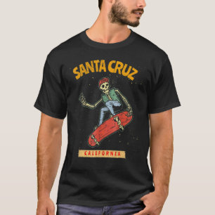 T-shirt Skeleton Skateboard Père Noël Cruz Calif
