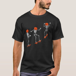 T-shirt Skeleton Skateboard Skate Halloween Skeletons Skat