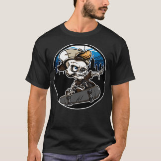 T-shirt Skeleton Skateboard Skyline T