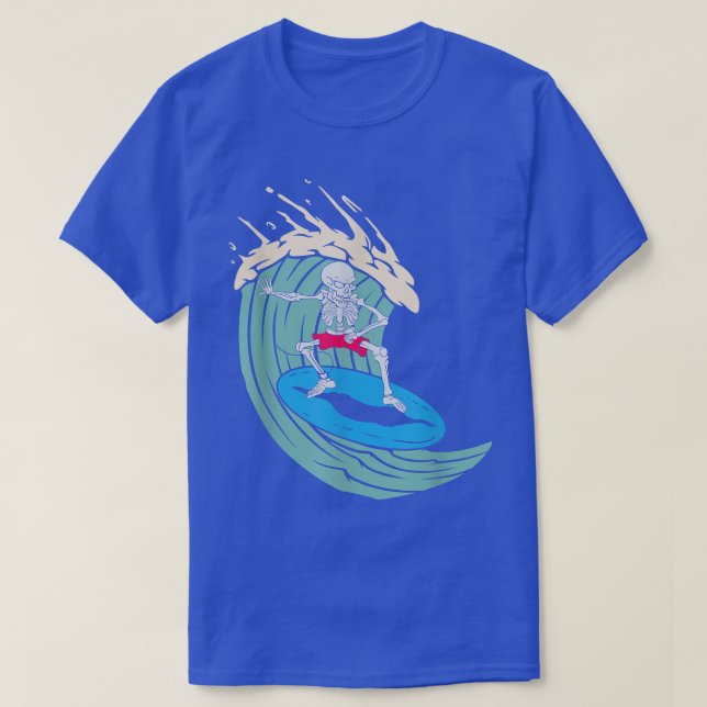 T-shirt Skeleton Surf Halloween Hawaii Surfer Vague (Design devant)
