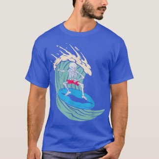 T-shirt Skeleton Surf Halloween Hawaii Surfer Vague