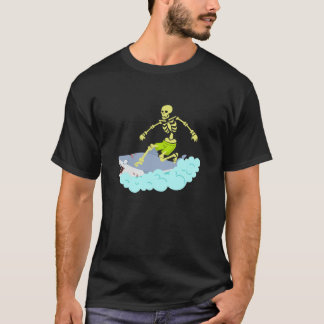 T-shirt Skeleton Surf Halloween Tee Zombie Shark Drôle