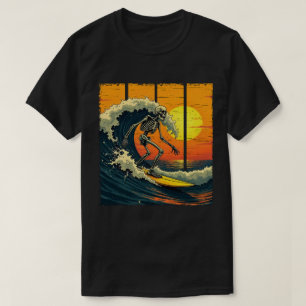 T-shirt Skeleton Surfer Vintage Surf Funny Halloween