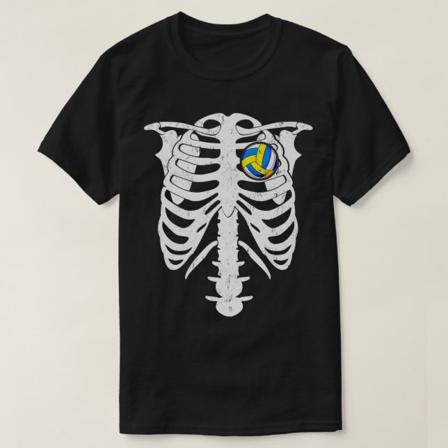 T-shirt Skeleton Volleyball En Coeur Costume Halloween Pré (Design devant)