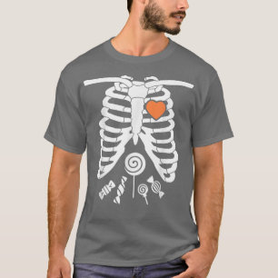 T-shirt Skeleton X Ray Candy Rib Câble Halloween T