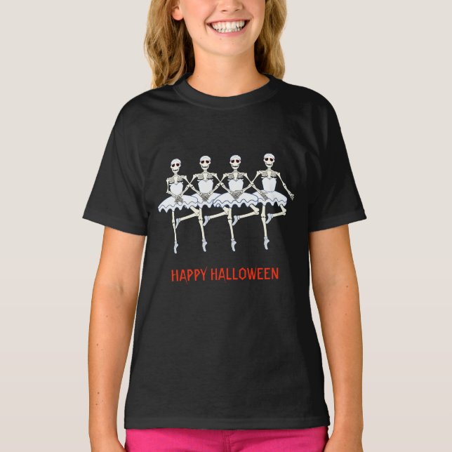 T-shirt Skeletons de danse de ballet Fête d'Halloween (Devant)
