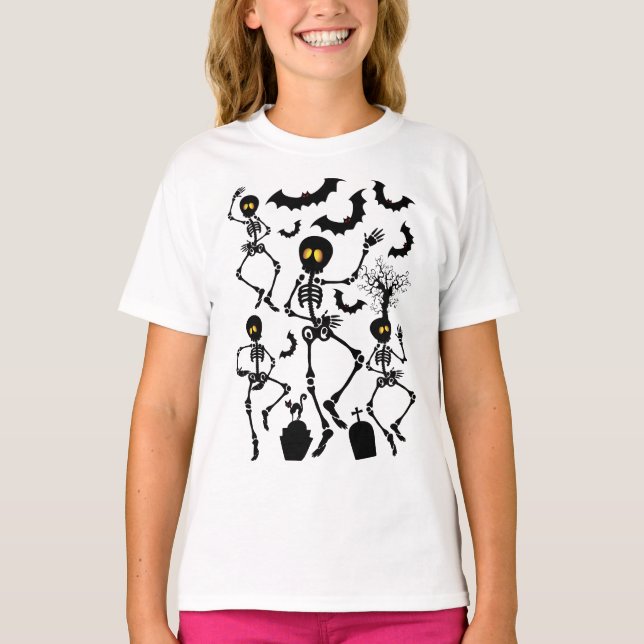 T-shirt Skeletons d'Halloween Macabre Dance (Devant)
